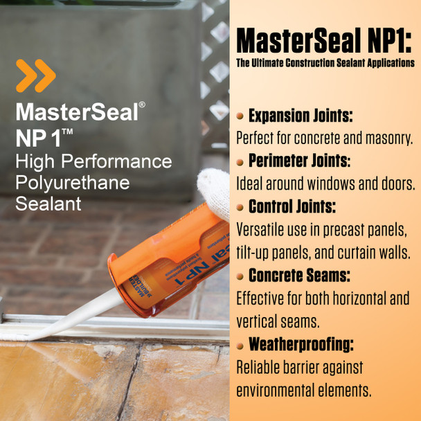 Infographic detailing sealant applications including expansion and perimeter joints, concrete seams, and weatherproofing.