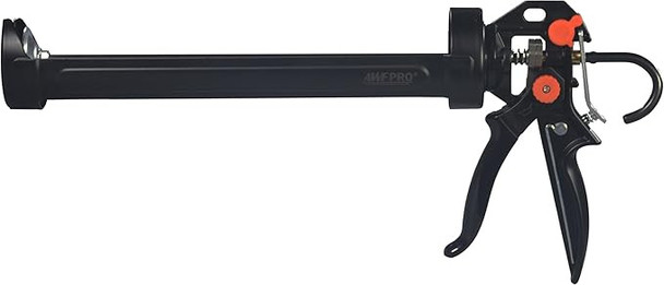 Black AWF Pro caulking gun with a semi-enclosed barrel facing left against a plain white background.