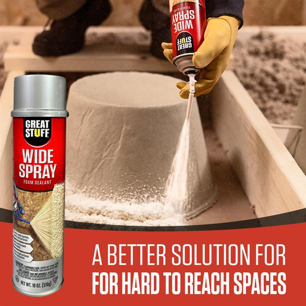 Great Stuff™ Wide Spray Foam Sealant 18oz – 12 Pack with Cone & Fan Nozzles, Safety Goggles, and Nitrile Gloves