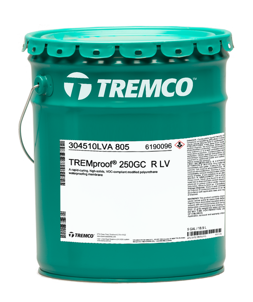 TREMproof® 250GC Single-Component, Rapid Curing, Fluid-Applied Elastomeric Waterproofing Membrane