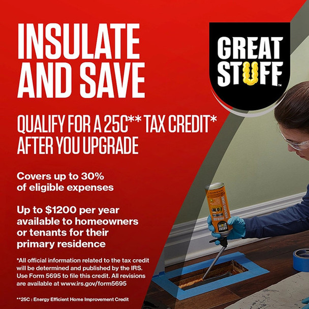 This graphic outlines tax credit information for insulation upgrades.

Homeowners or tenants may qualify for an Energy Efficient Home Improvement Credit for their primary residence.

The credit covers up to 30 percent of eligible expenses, with a maximum of 1,200 dollars per year available.

Official tax credit information is determined by the Internal Revenue Service, and individuals should use Form 5695 to file.