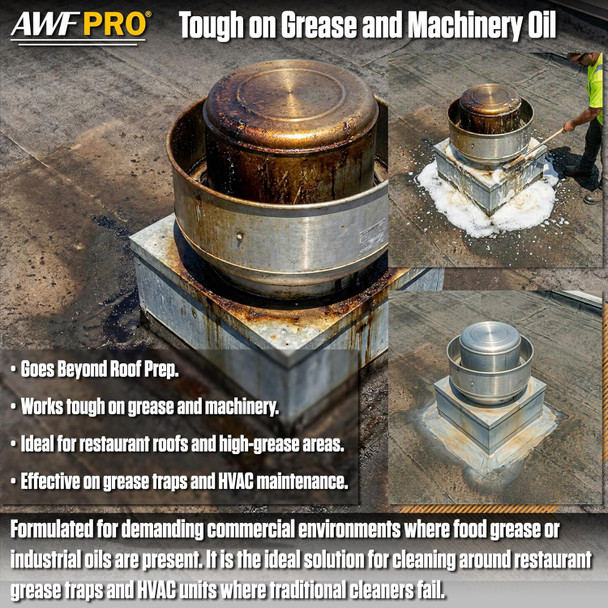 AWF PRO Concentrated Roof Cleaner & Degreaser – Professional Roof Prep Cleaner for Coated & Single-Ply Roofs, Removes Grease, Dirt, Pollen & Mildew, 1 Gallon