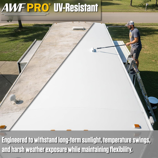 AWF PRO High Solids Silicone Roof Coating – White Reflective Waterproof Membrane for Flat & Low-Slope Roofs, UV Resistant, High-Build Flexible Sealant – 1 Gallon