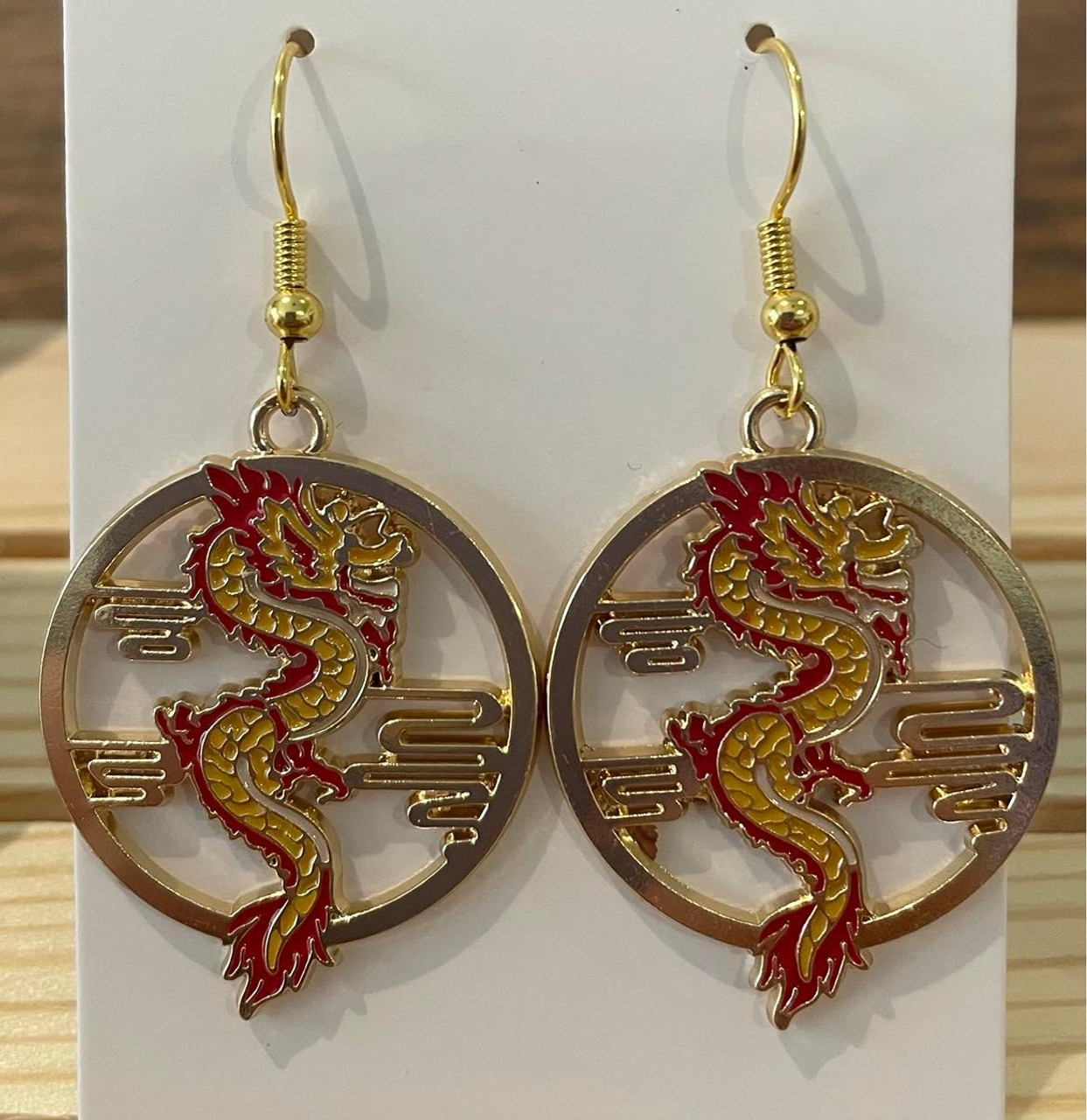 Chinese Zodiac Serpent Earrings. Carved, painted bone. j-eriv918 – Earthly  Adornments