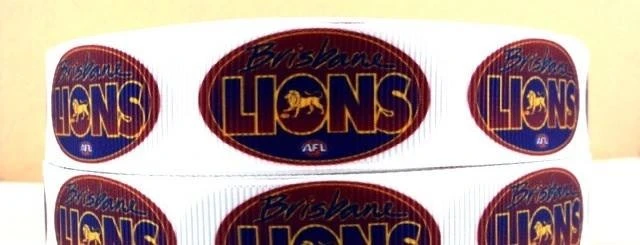 1 Metre AFL LIONS FOOTBALL Grossgrain 22mm Ribbon - Totally Kidz & Gifts