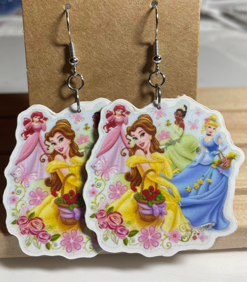 HANDMADE Acrylic Disney Princesses Drop Hook Earrings