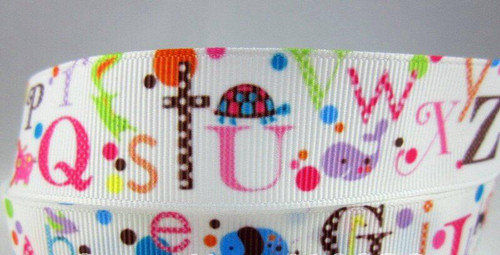 1 Metre ALPHABET Grossgrain 25mm Ribbon