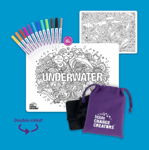 REDUCED - Re-FUN-able Double Sided Silicon Mat Colouring Set - UNDERWATER