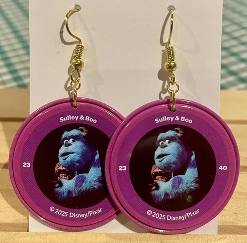 HANDMADE - Woolies Disney Disc Round Earrings - Monsters Inc Sully