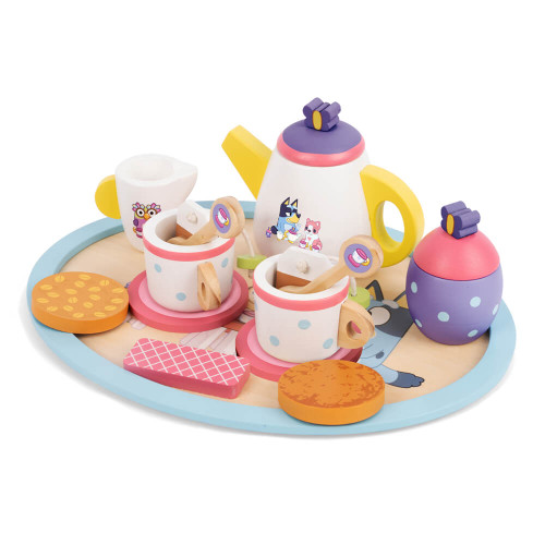 NEW Bluey Wooden Tea Party Set Gift for Kids 3+ - Play Activity Toy Fun