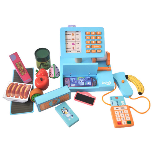 NEW Bluey Wooden Cash Register Gift for Kids 3+ - Play Activity Toy Fun