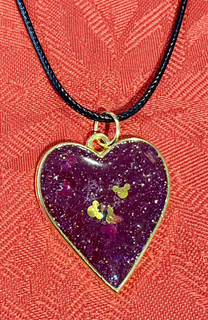 HANDMADE Resin Poured Heart Pendant Pink Glitter Necklace