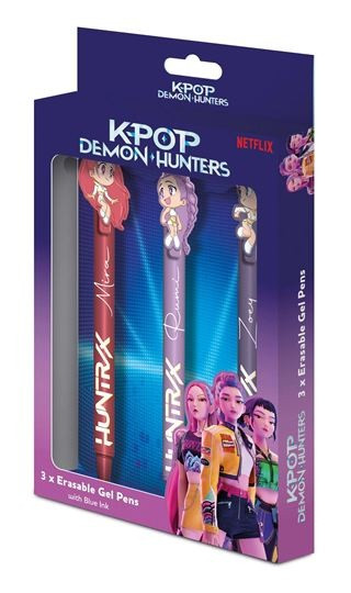NEW - Official KPop Demon Hunters 3 Pack Erasable Gel Pens