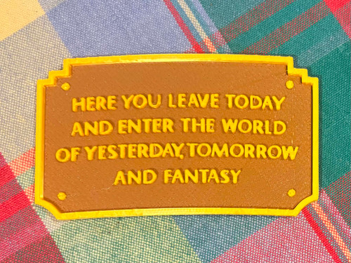 3D Printed Disneyland Plaque Entrance Magnet - 10cms x 6cms - For Cruises