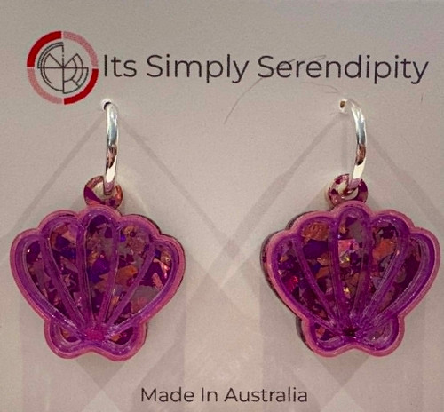 HANDMADE Novelty 3D Acrylic Layered Shiny Shell Theme Huggie Earrings