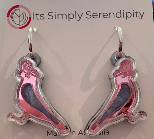 HANDMADE Novelty 3D Acrylic Layered Shiny Galah Theme Huggie Earrings