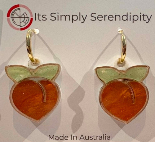 HANDMADE Novelty 3D Acrylic Layered Shiny Peach Huggie Earrings