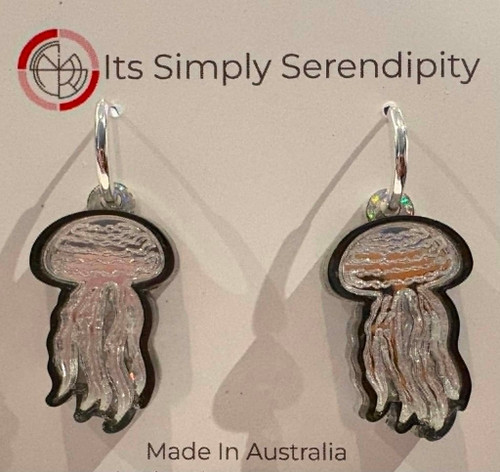 HANDMADE Novelty 3D Acrylic Layered Shiny Jellyfish Huggie Earrings