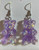 HANDMADE - Pair Glitter Teddy Bear Purple - Drop Hook Earrings