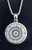 Silver Rhodium Plated Clear Baguette Cut Crystals Evil Eye Necklace & Black CZ