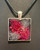 NEW Handmade Resin Poured Pink & Silver Glitter Square Pendant Necklace