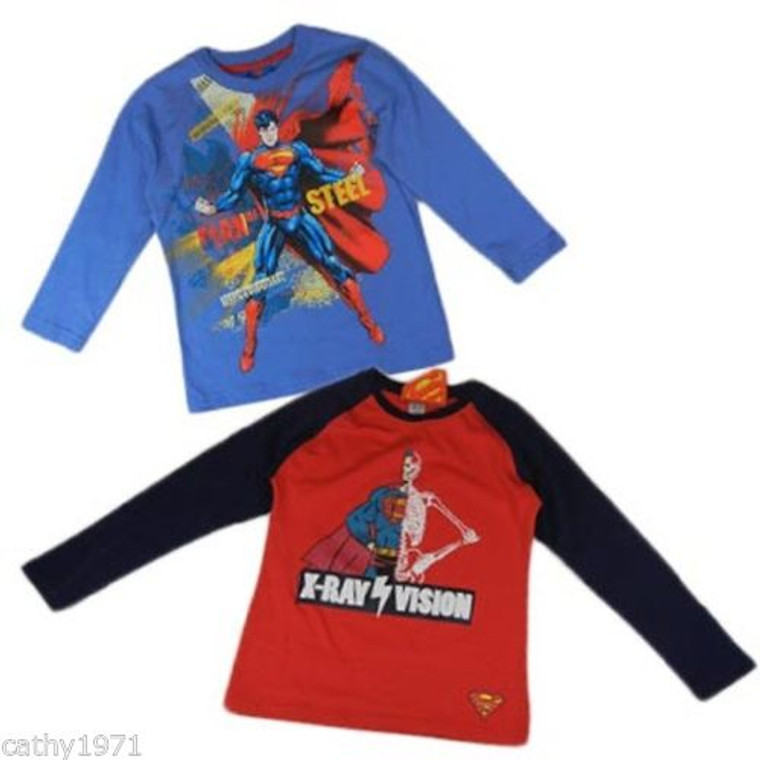 New Licensed Superman Boys Long Sleeve Top - Red ONLY - Sizes 5,6 & 8