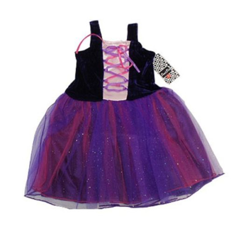 New Girls Purple Velvet & Mesh Party Halloween Costume Dress - Size 3