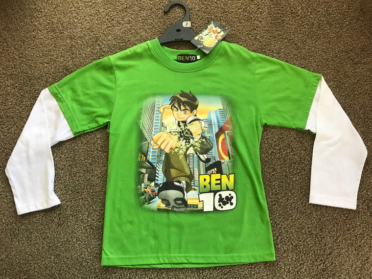 New Boys Ben 10 Green Long Sleeve Top - Size 7