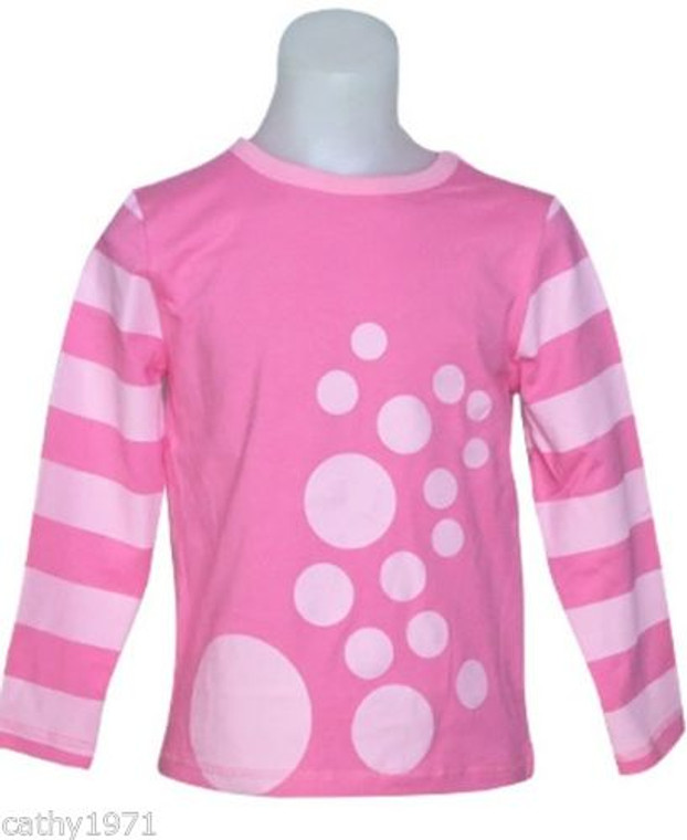 New Girls Deezo Pink Long Sleeve Top with Spots - Sizes 4 & 5