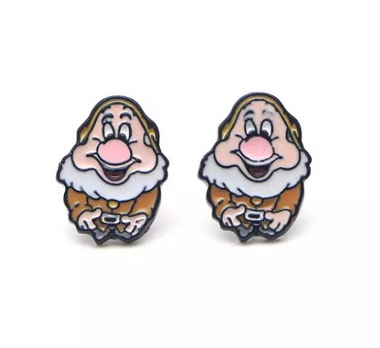 New Disney Seven Dwarves Happy Character Stud Earrings in Gift Box