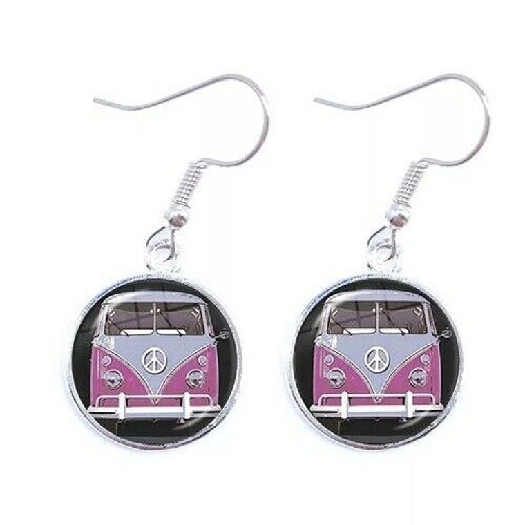 New Round Pink Combi Small Cabochon Drop Earrings