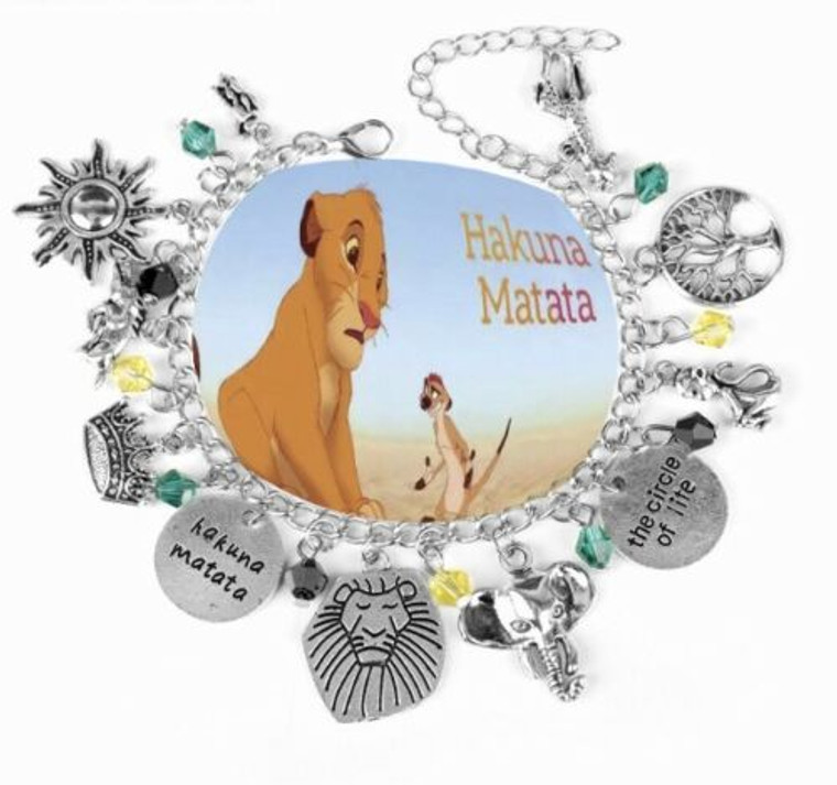 NEW The Lion King Silver Plated Charm Bracelet - Perfect Gift