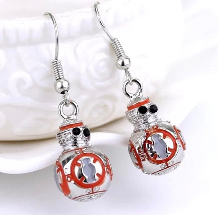 NEW Star Wars The Force Awakens BB8 Pair Robot Drop 3D Silver Plated Earrings