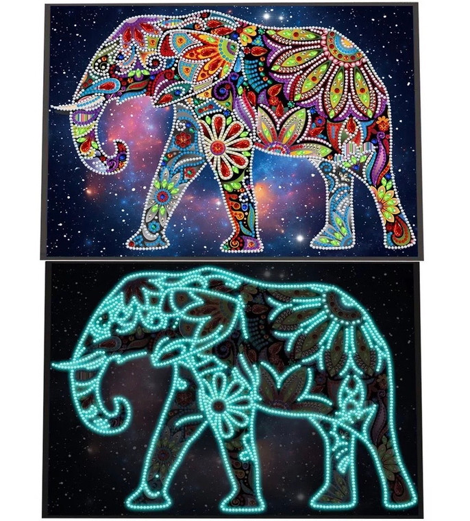 NEW Elephant Luminous Partial Diamond Painting Partial Drill Kit 30cm x 40cm