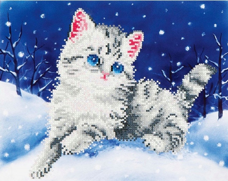 NEW Official Diamond Dotz Kitten in the Snow Partial Kit - White Kitten