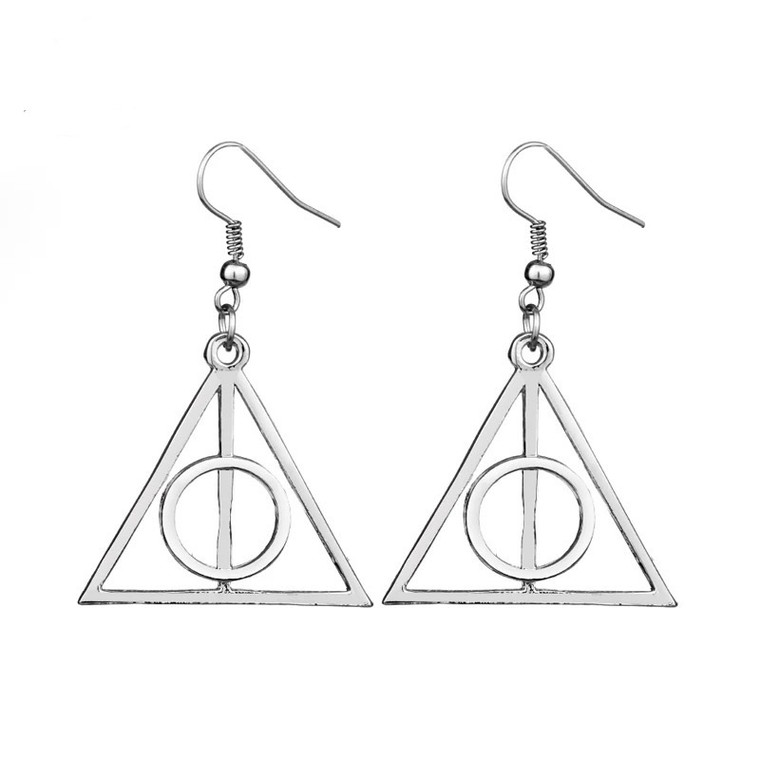 Harry Potter Deathly Hallows Silver Plated Hook Earrings