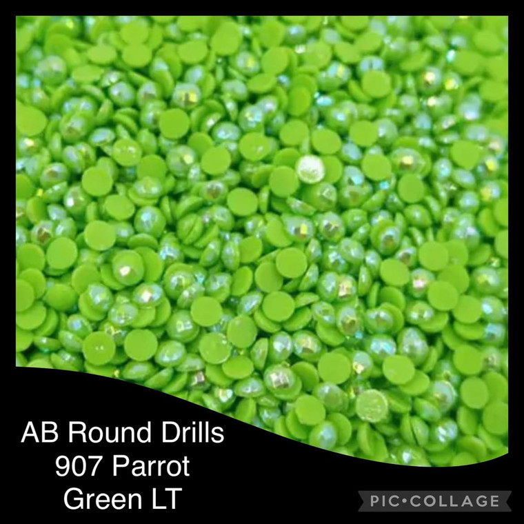 2000 Diamond Painting ROUND AB (Aurora Borealis) Drills - PARROT GREEN LT 907