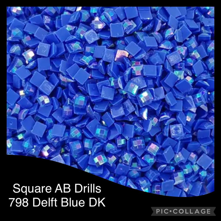 2000 Diamond Painting SQUARE AB (Aurora Borealis) Drills - Delft Blue DK 798