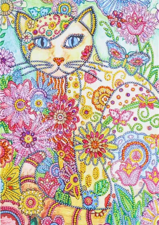 NEW 5D Pink Cat Crystal Diamond Painting Partial Drill Kit 30cm x 40cm (canvas size)