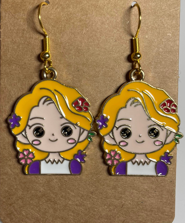 HANDMADE - Disney Princess Rapunzel Character Charm Drop Hook Earrings