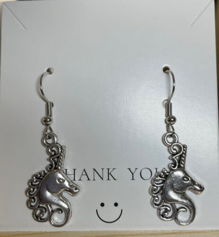 HANDMADE Silver Plated Unicorn Hook Drop Earrings
