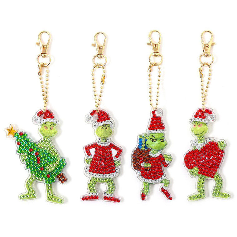 New Diamond Art Kit Grinch Character Keyrings Set of 4