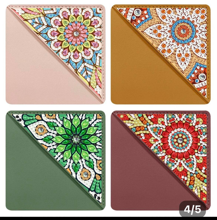 NEW 4 Piece Diamond Painting DIY Mandala Corner Bookmark Set