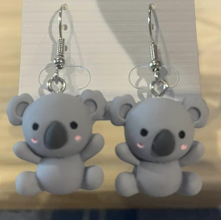 NEW HANDMADE Koala Charm Drop Hook Earrings #2