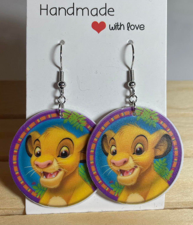 HANDMADE Acrylic Disney Simba The Lion King Drop Hook Earrings