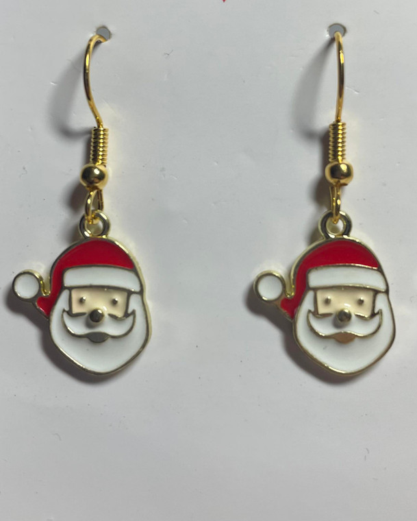 HANDMADE - Gold Plated Christmas Santa Hook Earrings