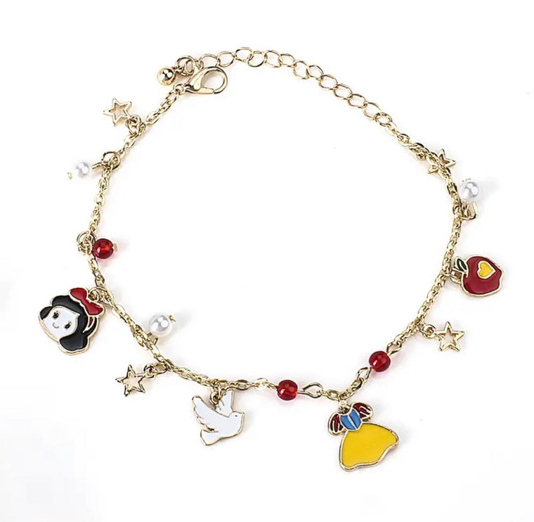 NEW Girls Snow White Gold Plated Charm Bracelet