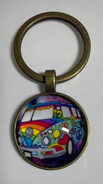 NEW Combi Van Cabochon Keyring - Great Gift