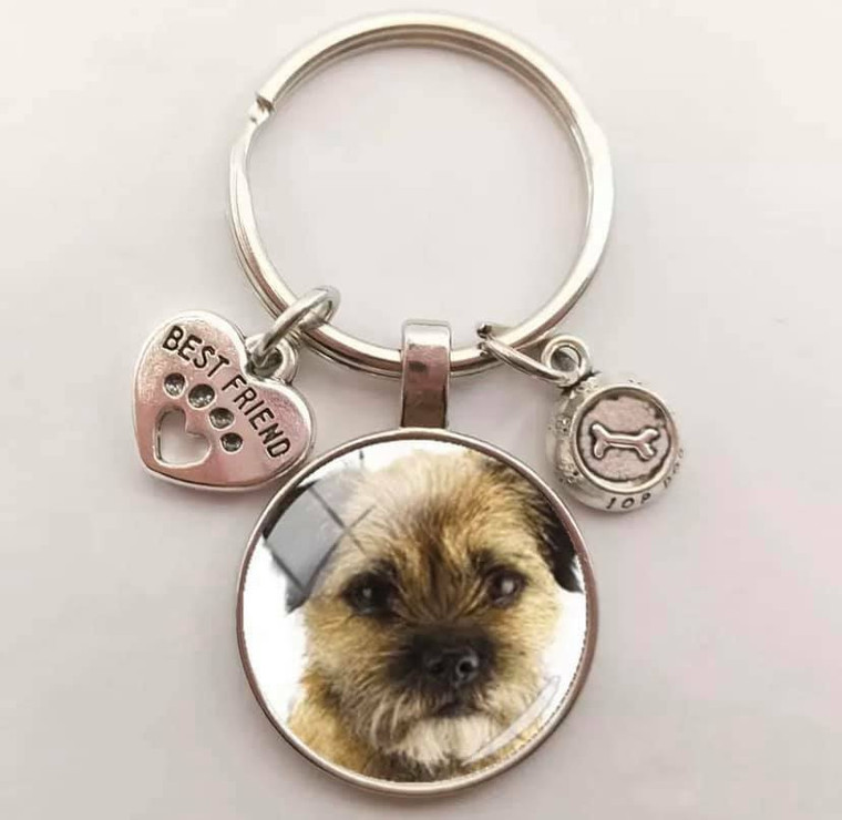 NEW Terrier Round Cabochon Keyring - Great Gift