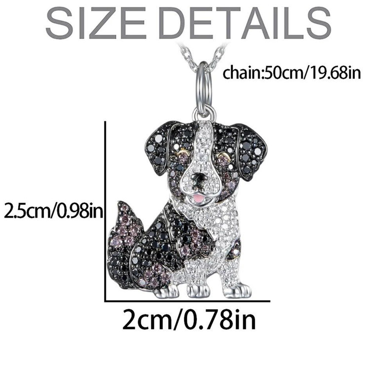 New Silver Plated Australian Shepherd Dog Crystal Necklace